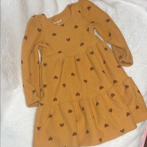 Cat & Jack Mustard Dress with Heart Pattern